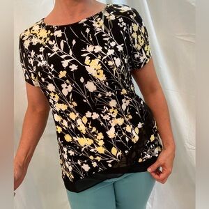 Roz & Ali, Black/White/Yellow Short Sleeve Shirt